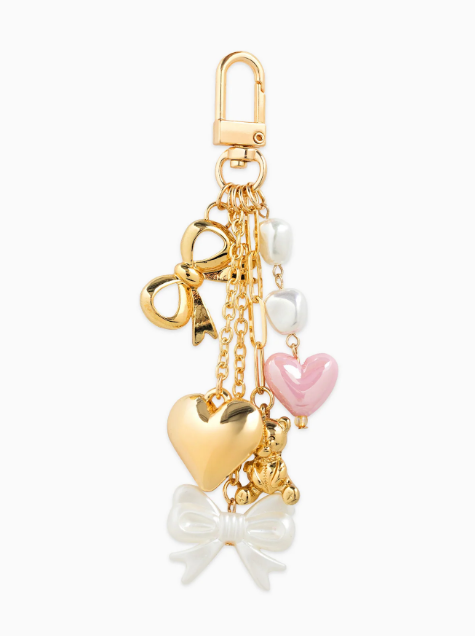 Multi Line Puff Heart Bear Bag Charm