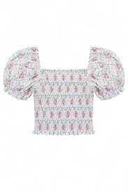 KatieJ Marlee Puff Sleeve Top, Floral Boquet