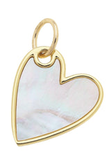 Canvas Style Heart Charm, Mother Of Pearl