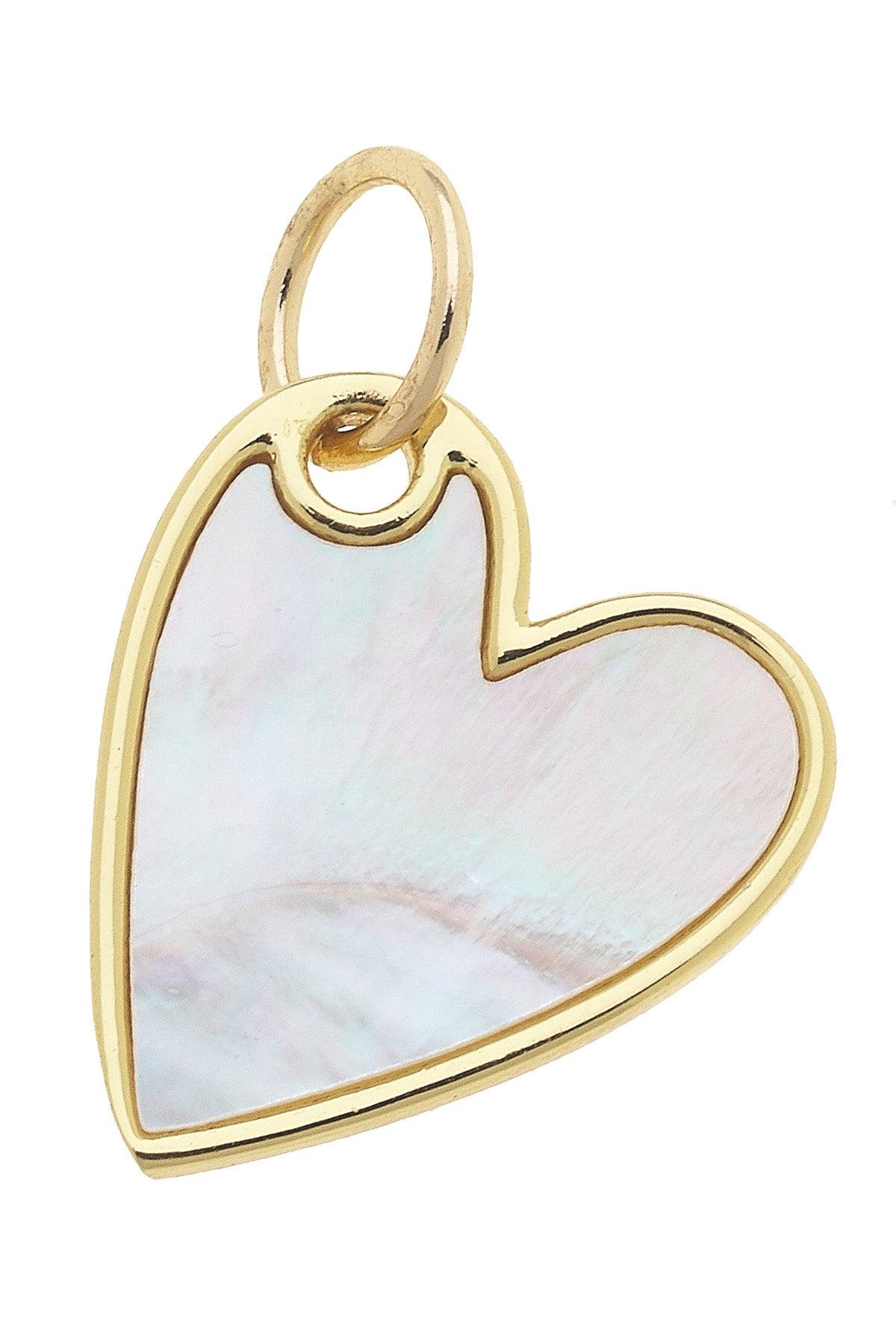 Canvas Style Heart Charm, Mother Of Pearl