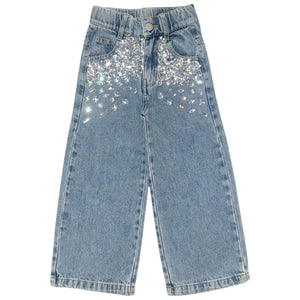 Mini Dreamers Lia Gemstone Denim Pants, Blue