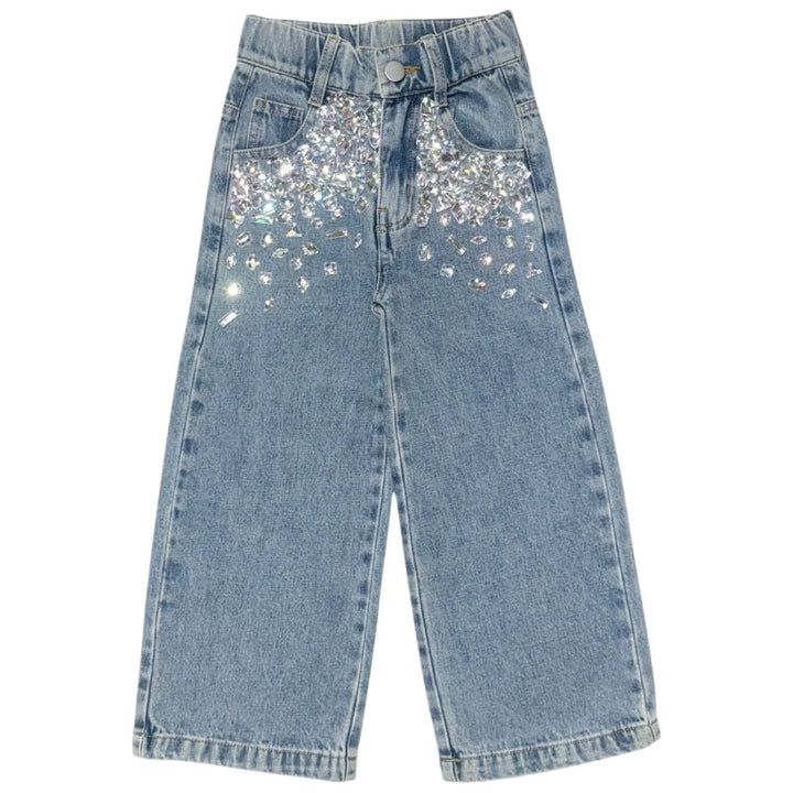 Mini Dreamers Lia Gemstone Denim Pants, Blue