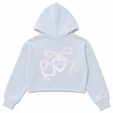 Tristan Cropped Hooded Sweatshirt, Baby Blue/Floral Baroque