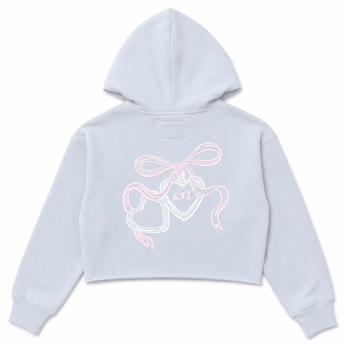 Tristan Cropped Hooded Sweatshirt, Baby Blue/Floral Baroque