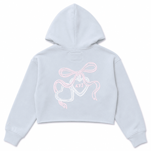 Tristan Cropped Hooded Sweatshirt, Baby Blue/Floral Baroque