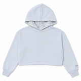 Tristan Cropped Hooded Sweatshirt, Baby Blue/Floral Baroque