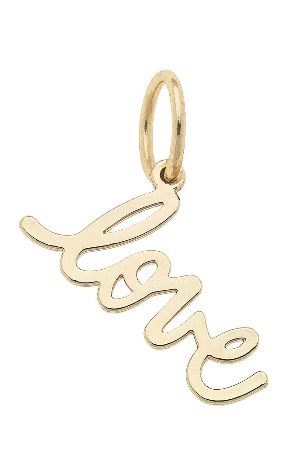 Canvas Style "Love" Cursive Script Charm, Shiny Gold