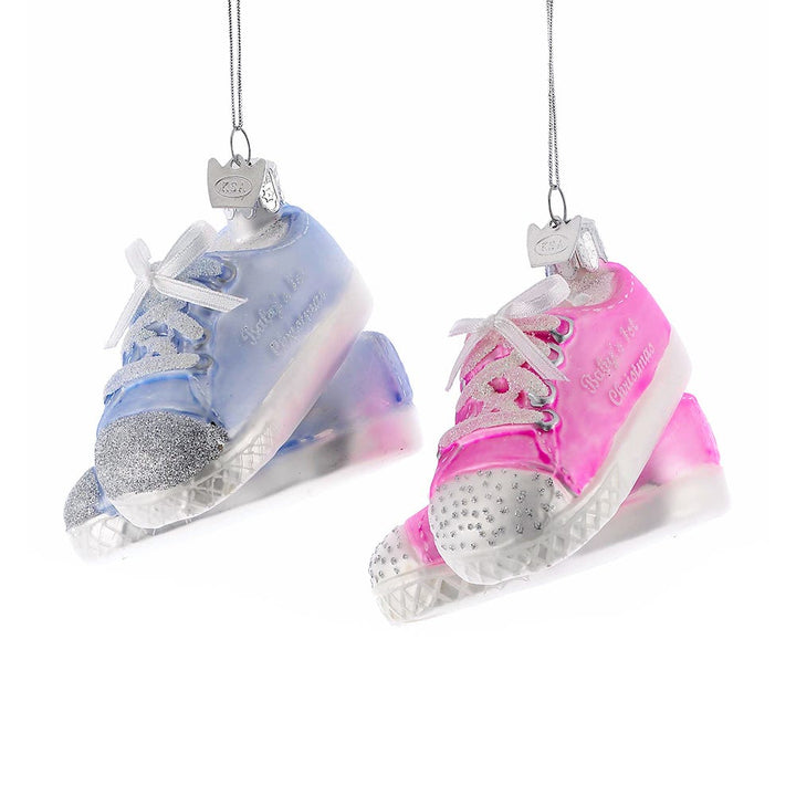 Kurt Adler Noble Gems™ Baby Sneakers Glass Ornaments, 2 Assorted