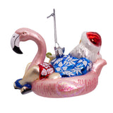 Kurt Adler Noble Gems™ Glass Santa In Flamingo Pool Float Ornament