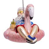 Kurt Adler Noble Gems™ Glass Santa In Flamingo Pool Float Ornament