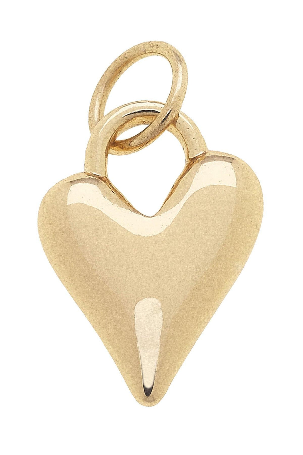 Canvas Style Puffy Heart Charm, Shiny Gold