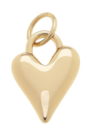 Canvas Style Puffy Heart Charm, Shiny Gold