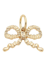 Canvas Style Ruffled Bow Charm, Shiny Gold