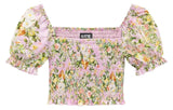 KatieJ Marlee Puff Sleeve Top, Pink Baroque Floral