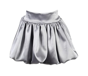 fbz Silver Satin Shiny Stretch Bubble Skirt