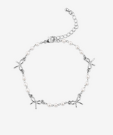 Skinny Bow Acrylic Pearl Link Station Chain Bracelet