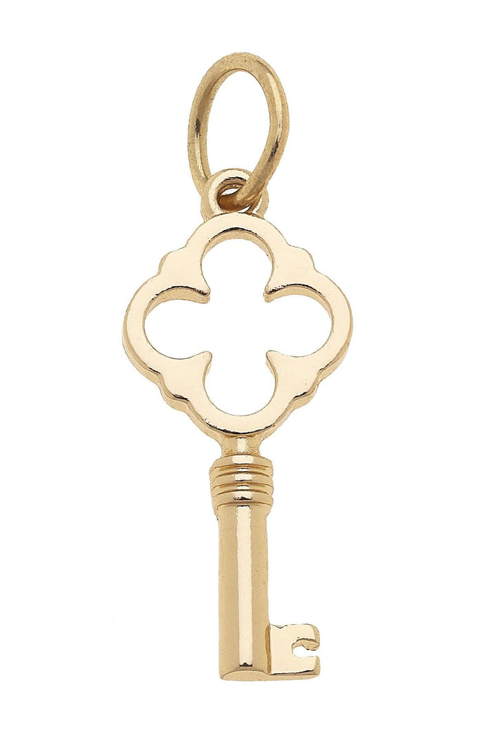 Canvas Style Skeleton Key Charm, Shiny Gold