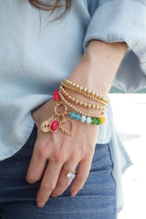 Canvas Style Studded Open Heart Charm, Shiny Gold