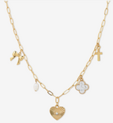 Sunburst Heart Mixed Charm Necklace
