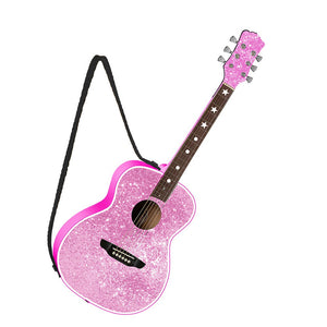 Kurt Adler Pink Glittered Guitar With Strap Ornament