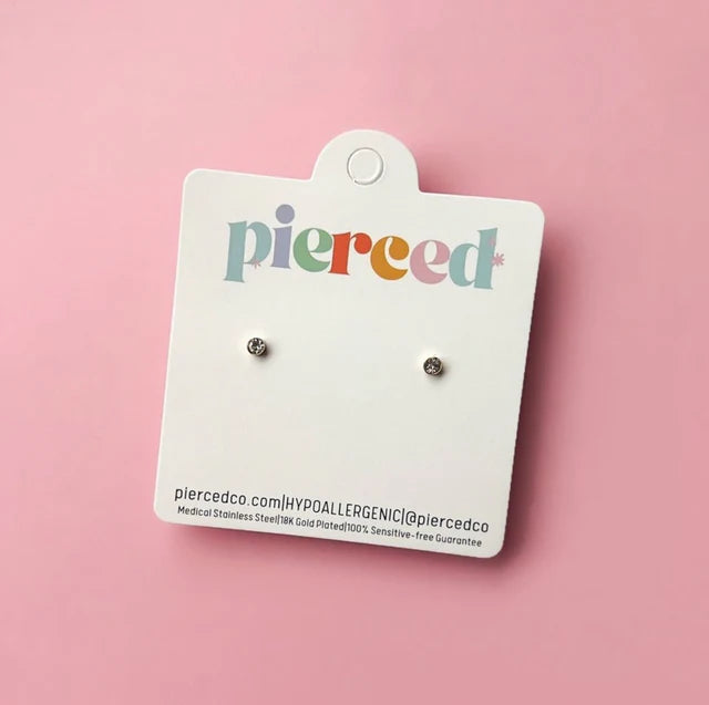 pierced Tiny Diamond Stud Earings
