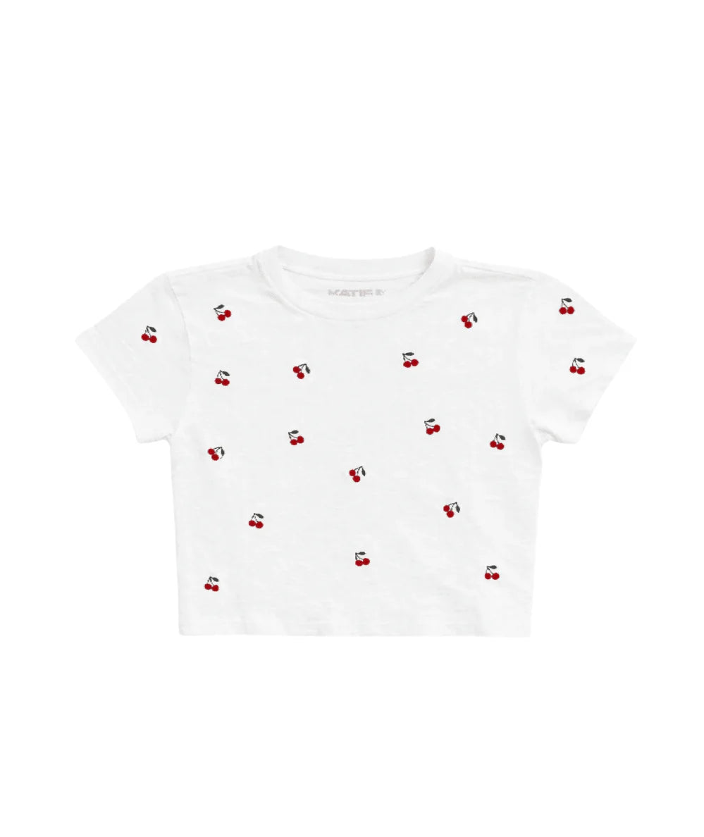 KatieJ Fearless Mini Cherry Embroidered Tee