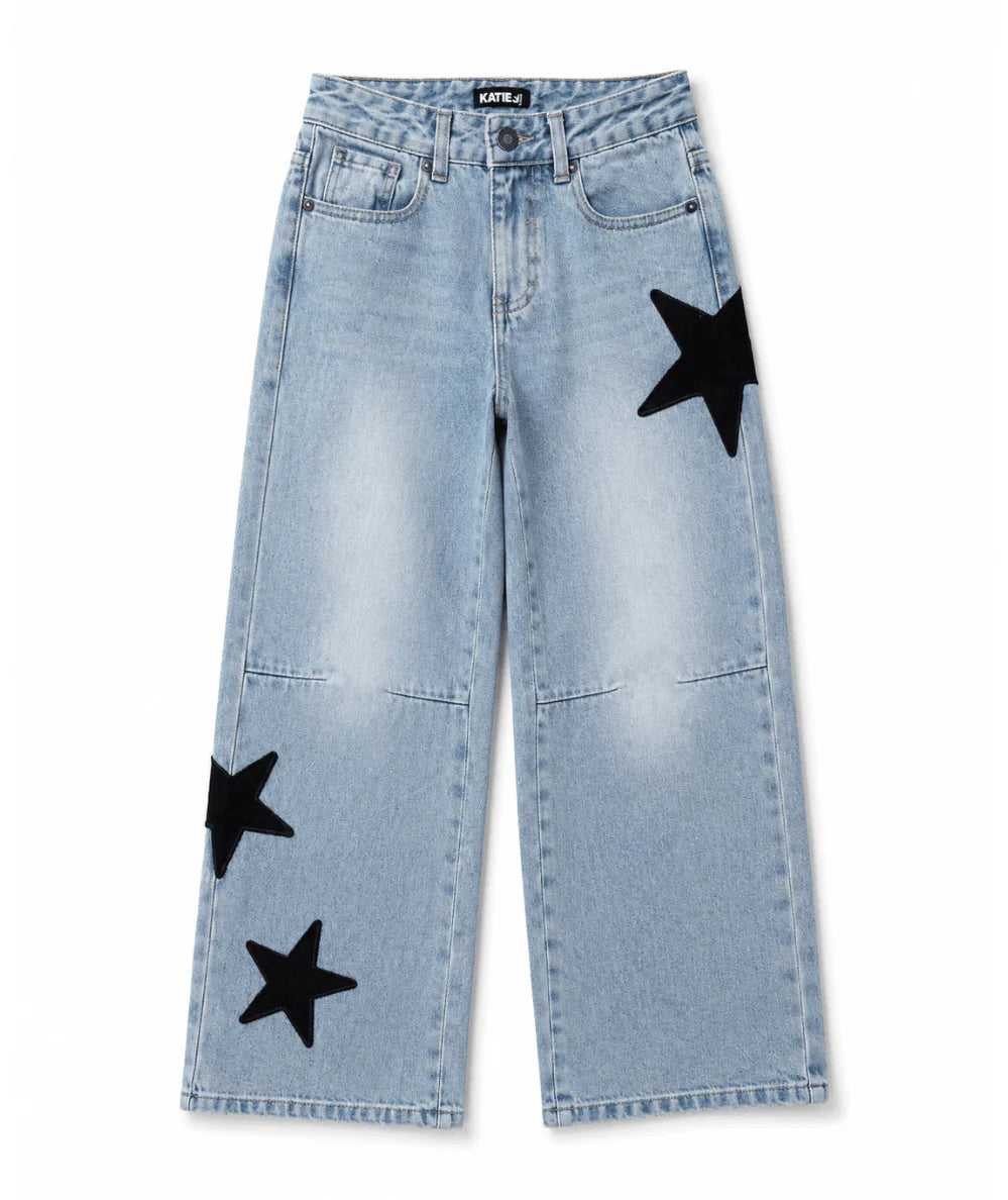 KatieJ Philly Star Patch Wide Leg Jean