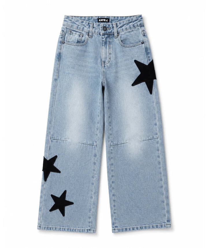 KatieJ Philly Star Patch Wide Leg Jean