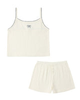 Rylee + Cru Pointelle Bow Lounge Set, Ivory