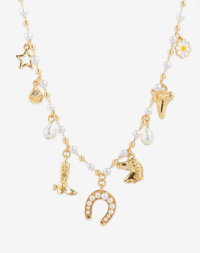 Western Icon Pearl Mix Chain Charm Necklace
