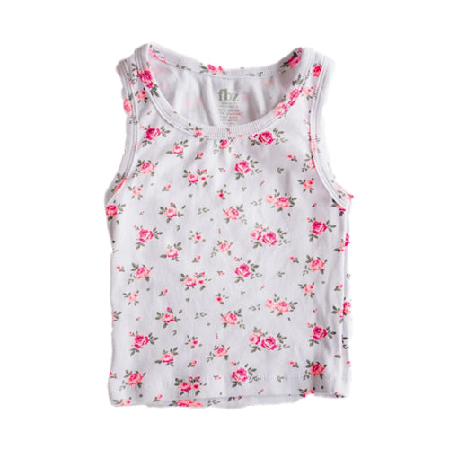 fbz Pink Flower Liberty White Tank Top